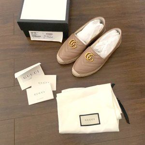 Gucci Matelassé Leather Espadrilles Flat